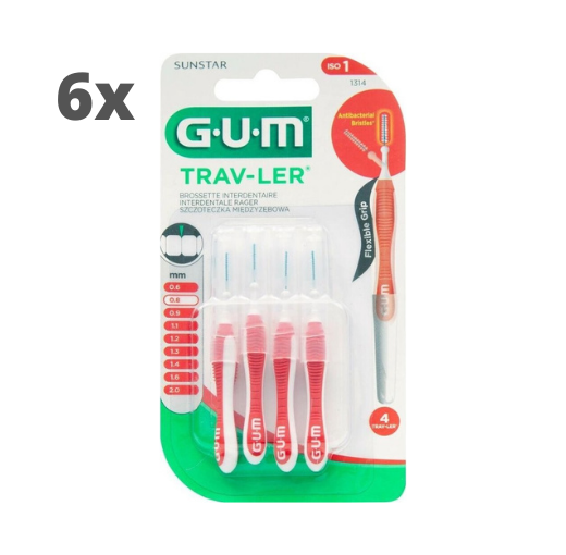 6x GUM Trav-Ler Ragers Rood 0.8mm blister à 4 stuks