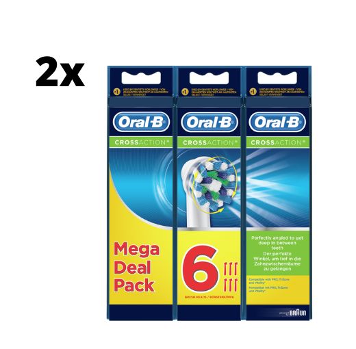 2x Oral-B Cross Action Opzetborstels - 6 stuks