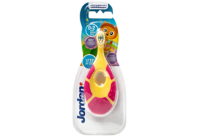 Jordan Tandenborstel baby STEP 1 (0-2 JAAR) Geel/Roze/Mintgroen 3 stuks