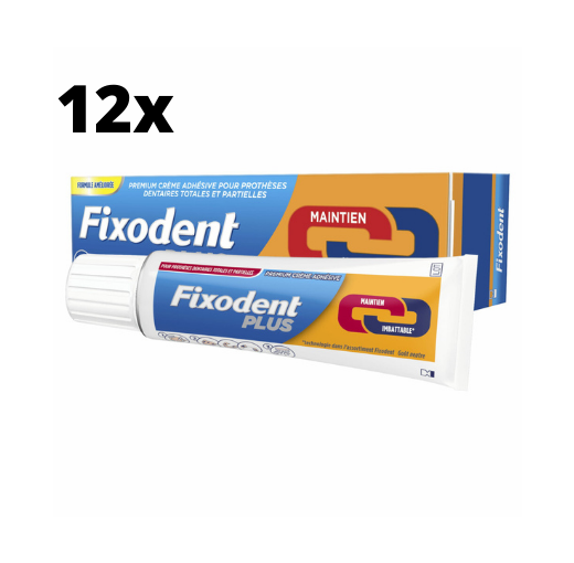 Fixodent Plus Dual Power Premium Kleefpasta - 12 x 40 gram - Verbeterde formule 2022