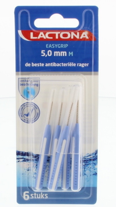 Lactona Ragers EasyGrip Recht M 5mm Lichtblauw - 6 stuks