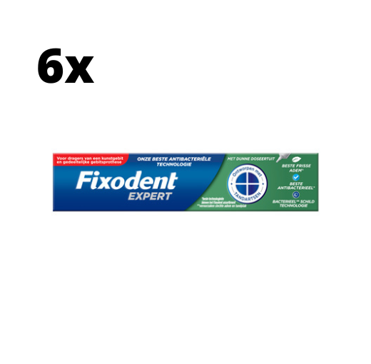 Fixodent Plus Kleefpasta voor Kunstgebit – Fris met Voedselschild - 6 x 40 gram - Voordeelverpakking