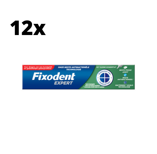 Fixodent Plus Kleefpasta voor Kunstgebit – Fris met Voedselschild - 12 x 40 gram - Voordeelverpakking