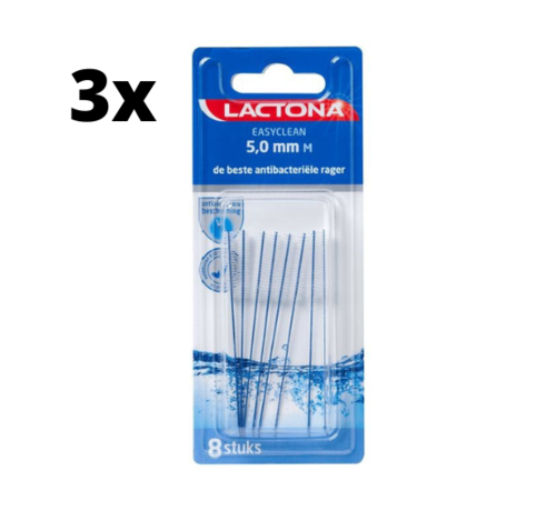Lactona Lactona Ragers EasyClean M 5.0mm Blauw - 3 x 8 stuks - Voordeelverpakking