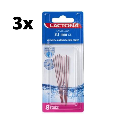 Lactona Ragers EasyClean XS 3.1mm Rood - 3 x 8 stuks - Voordeelverpakking