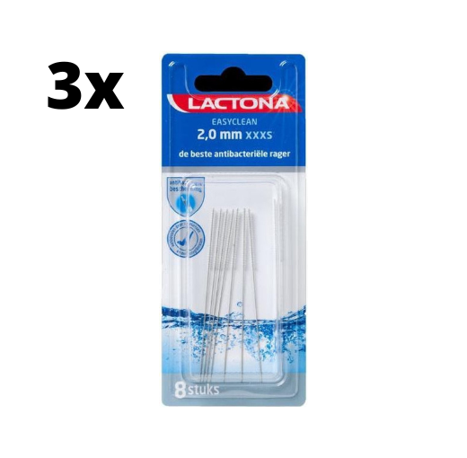 Lactona Ragers EasyClean XXXS 2.0mm Zilver - 3 x 8 stuks - Voordeelverpakking