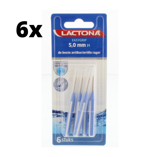 Lactona Ragers EasyGrip Recht M 5mm Lichtblauw - 6 x 6 stuks - Voordeelverpakking
