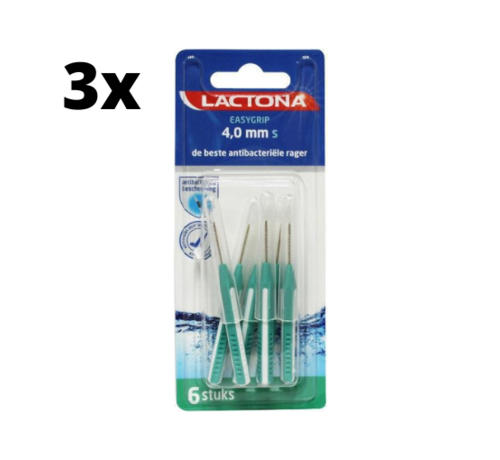 Lactona Lactona Ragers EasyGrip Recht S 4mm Groen - 3 x 6 stuks - Voordeelverpakking