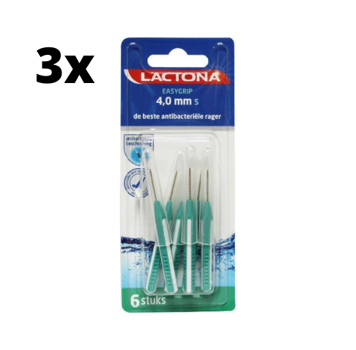 Lactona Ragers EasyGrip Recht S 4mm Groen - 3 x 6 stuks - Voordeelverpakking