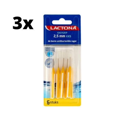 Lactona Ragers EasyGrip Recht XXS 2.5mm Geel - 3 x 6 stuks - Voordeelverpakking