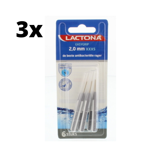 Lactona Ragers EasyGrip Recht XXXS 2mm Grijs - 3 x 6 stuks - Voordeelverpakking