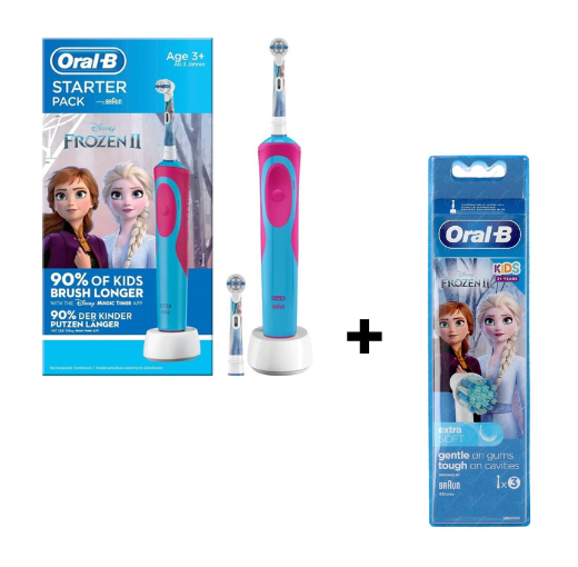 Oral-B Kids Starter Pack - Disney Frozen - Elektrische tandenborstel + 3 extra opzetborstels