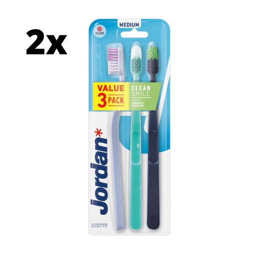 Jordan Tandenborstel Clean Smile Medium - 2 x 3 stuks - Voordeelverpakking