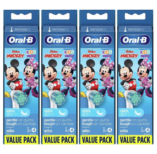 Oral-B Stages Power Kids Opzetborstels Mickey Mouse - 4 x 4 stuks - Voordeelverpakking