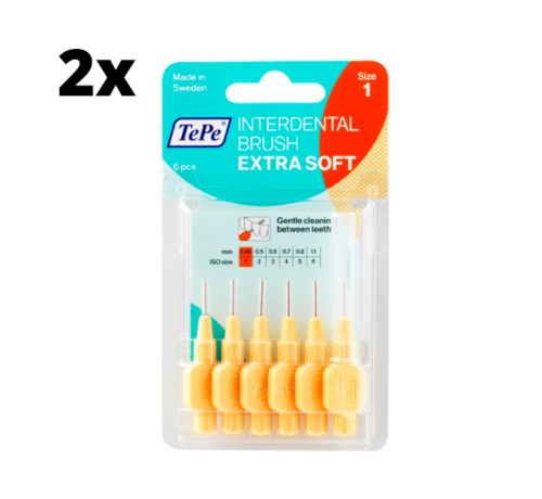 TePe TePe Extra Soft Oranje 0,45mm - 2 x 6 stuks - Voordeelverpakking