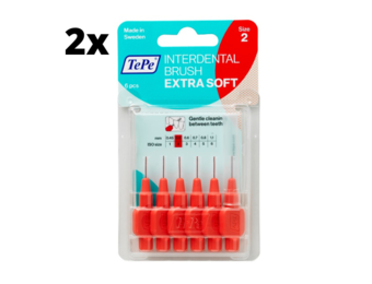TePe Extra Soft Lichtrood 0,5mm - 2 x 6 stuks - Voordeelverpakking