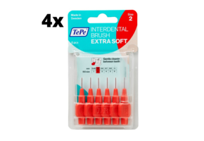 TePe Extra Soft Lichtrood 0,5mm - 4 x 6 stuks - Voordeelverpakking