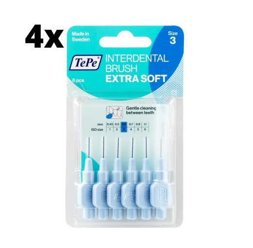 TePe Extra Soft Lichtblauw 0,6mm - 4 x 6 stuks - Voordeelverpakking