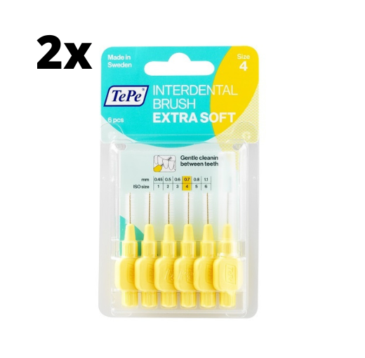 TePe Extra Soft Lichtgeel 0,7mm - 2 x 6 stuks - Voordeelverpakking