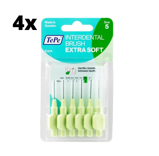 TePe Extra Soft Lichtgroen 0,8mm - 4 x 6 stuks - Voordeelverpakking