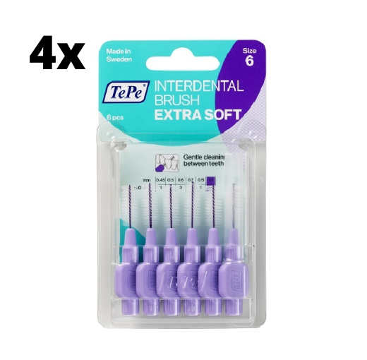 TePe Extra Soft Lichtlila 1,1mm - 4 x 6 stuks - Voordeelverpakking