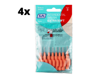 TePe Extra Soft Lichtrood 0,5mm - 4 x 8 stuks - Voordeelverpakking