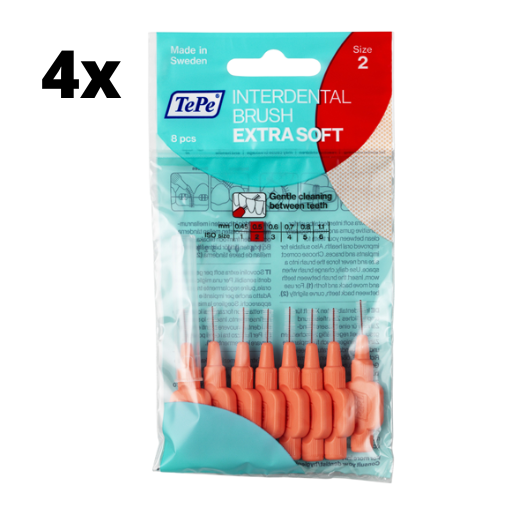 TePe Extra Soft Lichtrood 0,5mm - 4 x 8 stuks - Voordeelverpakking