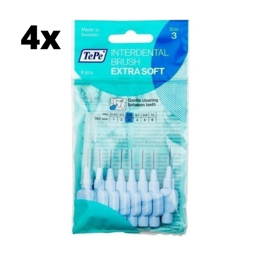 TePe Extra Soft Lichtblauw 0,6mm - 4 x 8 stuks - Voordeelverpakking