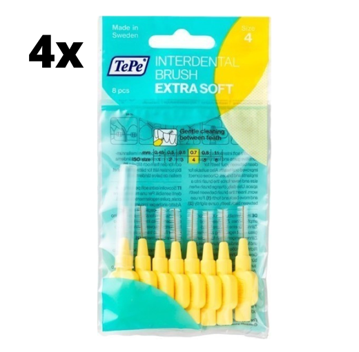 TePe Extra Soft Lichtgeel 0,7mm - 4 x 8 stuks - Voordeelverpakking