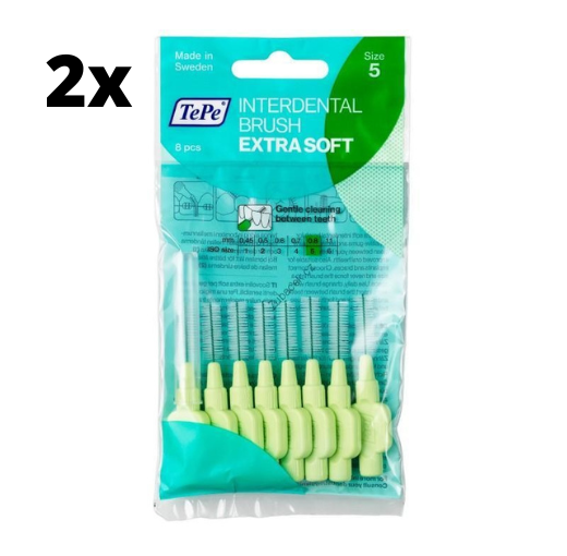 TePe Extra Soft Lichtgroen 0,8mm - 2 x 8 stuks - Voordeelverpakking