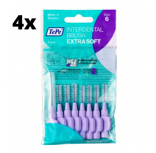 TePe Extra Soft Lichtlila 1,1mm - 4 x 8 stuks - Voordeelverpakking