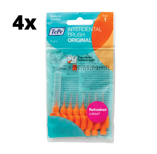 TePe Ragers Oranje 0,45mm - 4 x 8 stuks - Voordeelverpakking