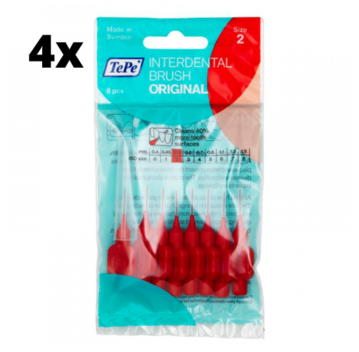 TePe Ragers Rood 0,5mm - 4 x 8 stuks - Voordeelverpakking