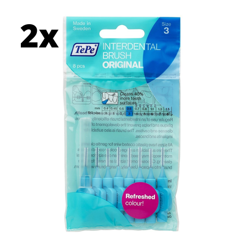 TePe Ragers Blauw 0,6mm - 2 x 8 stuks - Voordeelverpakking