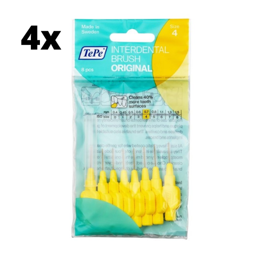 TePe Ragers Geel 0,7mm - 4 x 8 stuks - Voordeelverpakking