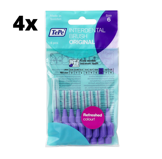 TePe Ragers Paars 1,1mm - 4 x 8 stuks - Voordeelverpakking