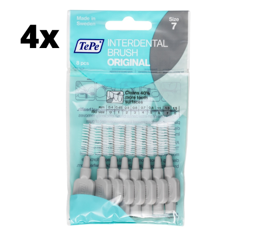 TePe Ragers Grijs 1,3mm - 4 x 8 stuks - Voordeelverpakking