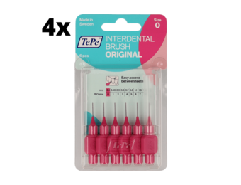 TePe Ragers Roze 0,4mm - 4 x 6 stuks - Voordeelverpakking