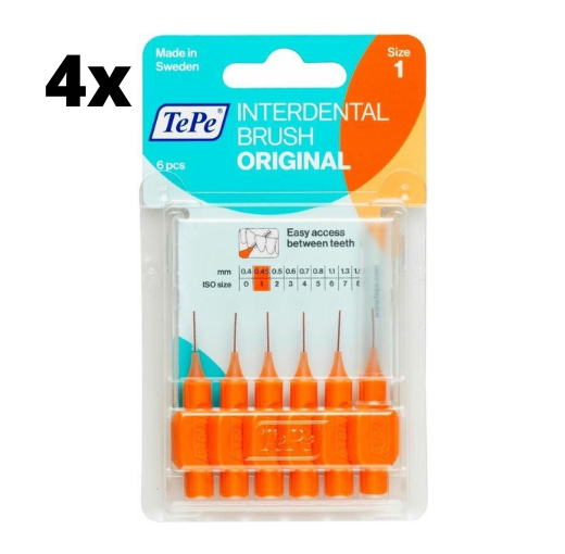 TePe Ragers Oranje 0,45mm - 4 x 6 stuks - Voordeelverpakking