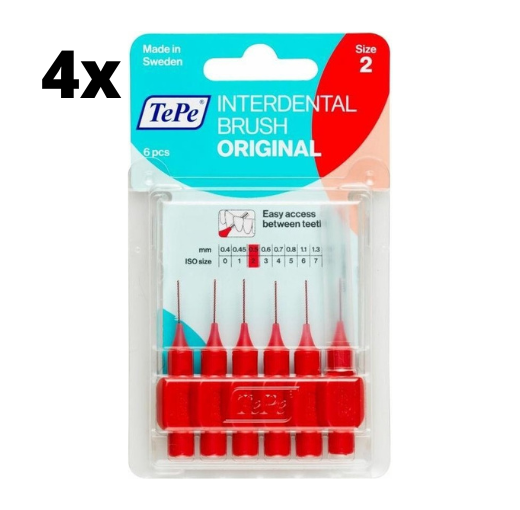 TePe Ragers Rood 0,5mm - 4 x 6 stuks - Voordeelverpakking