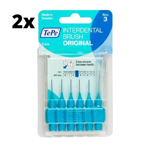 TePe Ragers Blauw 0,6mm - 2 x 6 stuks - Voordeelverpakking