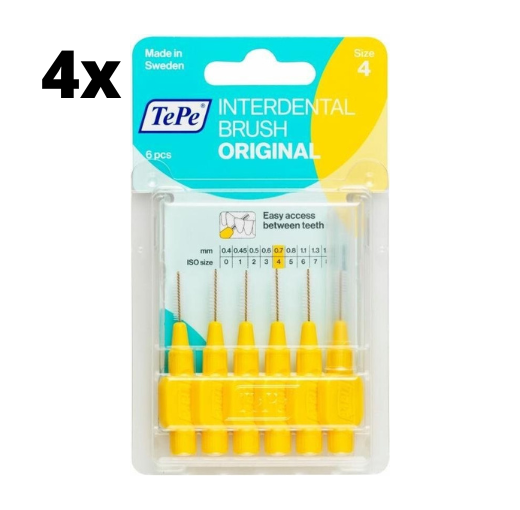 TePe Ragers Geel 0,7mm - 4 x 6 stuks - Voordeelverpakking