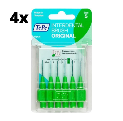 TePe Ragers Groen 0,8mm - 4 x 6 stuks - Voordeelverpakking