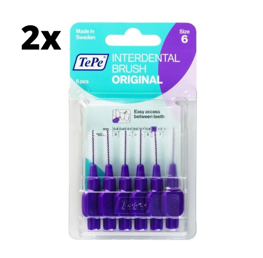 TePe Ragers Paars 1,1mm - 2 x 6 stuks - Voordeelverpakking