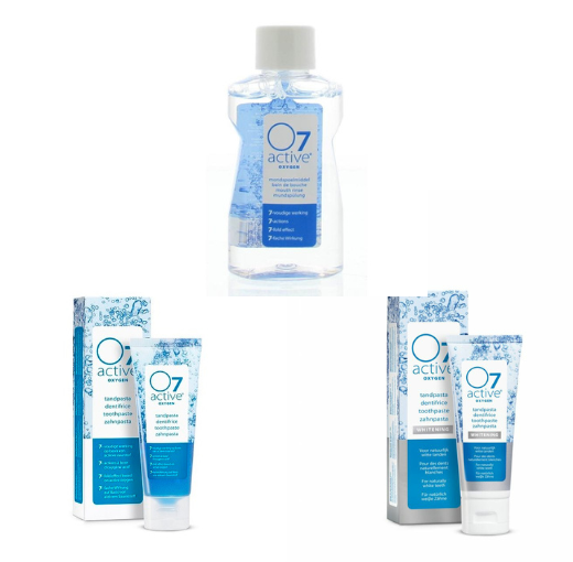 O7 Active Mondverzorging Pakket - Active Oxygen Tandpasta + Whitening Tandpasta + Mondwater