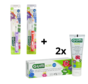 GUM Kids 3-6 jaar Voordeelpakket - 2x Tandpasta 50 ml + 2x Tandenborstel (rood/paars)