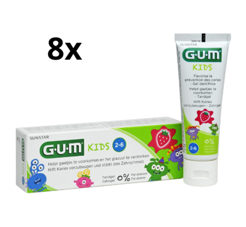 GUM GUM Kids Tandpasta (2-6 jaar) - 8 x 50 ml - Voordeelverpakking
