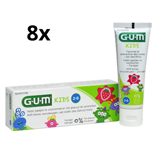 GUM Kids Tandpasta (2-6 jaar) - 8 x 50 ml - Voordeelverpakking