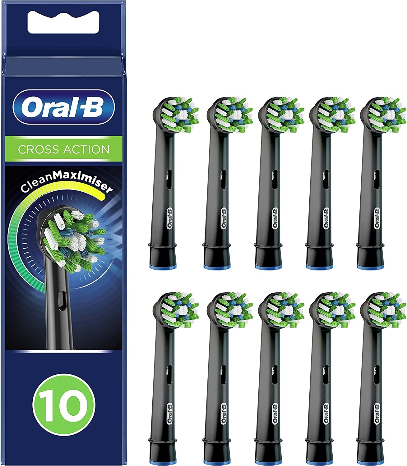 Oral B Cross Action CleanMaximiser opzetstukjes - 10 stuks (zwart)