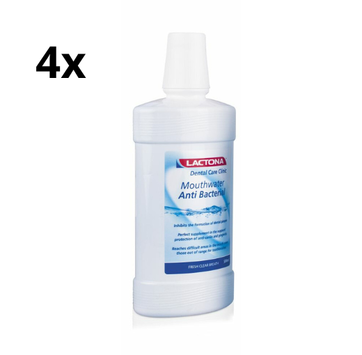 Lactona Mondwater Anti-bacterial - 4 x 500 ml - Voordeelverpakking